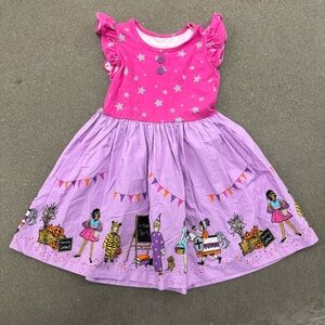 Eleanor Rose Pink and Purple Patchwork Dress with Star Details, Size 7-8